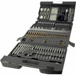 Lumberjack Drill Bit Set 205 Piece HSS Masonry Metal Wood Flat Pozi Bits & Case