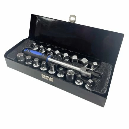 Autojack 18 Piece Oil Drain Sump Plug Key Socket Set 3/8" Drive 3 Autojack 18 Piece Oil Drain Sump Plug Key Socket Set 3/8" Drive