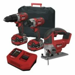 Lumberjack Cordless 20V Twin Kit Combi Drill Impact Driver Drill & Jigsaw With 4A Batteries & Fast Charger