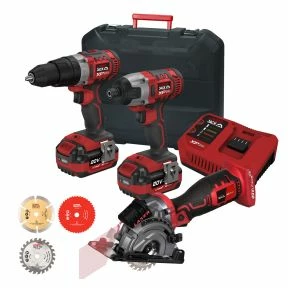Lumberjack Cordless 20V Twin Kit Combi Drill Impact Driver Drill & Mini Plunge Saw With 4A Batteries Fast Charger & Blades 3 Lumberjack Cordless 20V Twin Kit Combi Drill Impact Driver Drill & Mini Plunge Saw With 4A Batteries Fast Charger & Blades