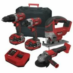 Lumberjack Cordless 20V Combi Drill Impact Driver Drill Jigsaw & Angle Grinder With 4A Batteries & Fast Charger