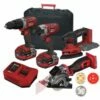 Lumberjack Cordless 20V Combi Drill Impact Driver Drill Detail Sander & Plunge Saw With 4A Batteries & Fast Charger