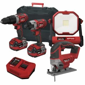 Lumberjack Cordless 20V Combi Drill Impact Driver Drill Work Light & Jigsaw With 4A Batteries & Fast Charger 3 Lumberjack Cordless 20V Combi Drill Impact Driver Drill Work Light & Jigsaw With 4A Batteries & Fast Charger