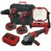 Lumberjack Cordless 20V Combi Drill Impact Driver Drill Work Light & Angle Grinder With 4A Batteries & Fast Charger