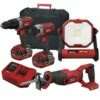 Lumberjack Cordless 20V Combi Drill Impact Driver Drill Work Light & Recip Reciprocating Saw With 4A Batteries & Fast Charger 1 Lumberjack Cordless 20V Combi Drill Impact Driver Drill Work Light & Recip Reciprocating Saw With 4A Batteries & Fast Charger -Lumberjack shop kit4 25