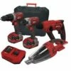 Lumberjack Cordless 20V Combi Drill Impact Driver Vacuum & SDS Drill With 4A Batteries & Fast Charger -Lumberjack shop kit4 30