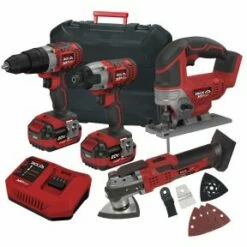 Lumberjack Cordless 20V Combi Drill Impact Driver Drill Jigsaw & Multi Tool With 4A Batteries & Fast Charger