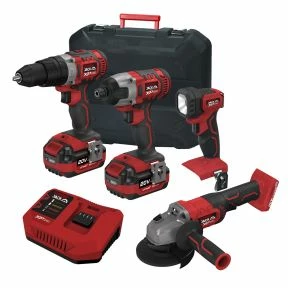Lumberjack Cordless 20V Combi Drill Impact Driver Drill LED Torch & Angle Grinder With 4A Batteries & Fast Charger 3 Lumberjack Cordless 20V Combi Drill Impact Driver Drill LED Torch & Angle Grinder With 4A Batteries & Fast Charger