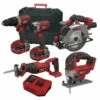 Lumberjack Cordless 20V Combi Drill Impact Driver Drill Jigsaw Circular Saw & Recip Saw With 4A Batteries & Fast Charger -Lumberjack shop kit5 4